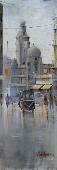 Abdul Hameed, 12 x 36 inch, Acrylic on Canvas, Cityscape Painting, AC-ADHD-016